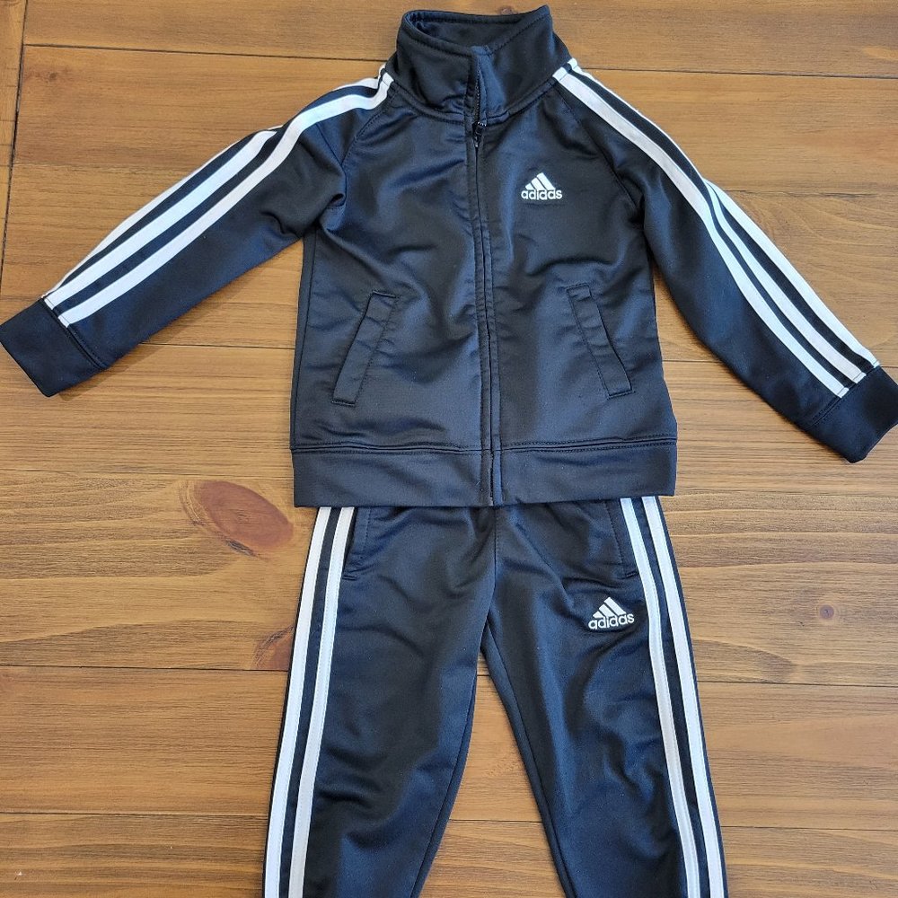 Toddler Adidas Black Track Suit 2T Jacket and Pants